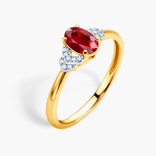 Pierścionek zaręczynowy SAVICKI: złoty, rubin, diamenty